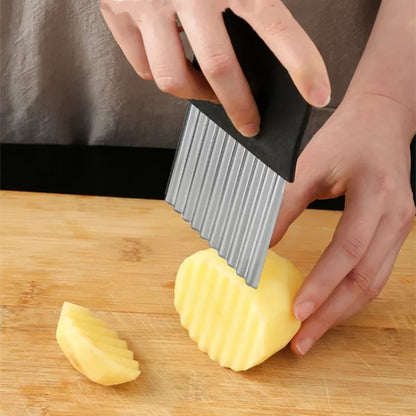 Vegetable Cutter Stainless Steel Potato Chip Slicer - Crinkle Cut Knife Tool - ZOOMNSTORE