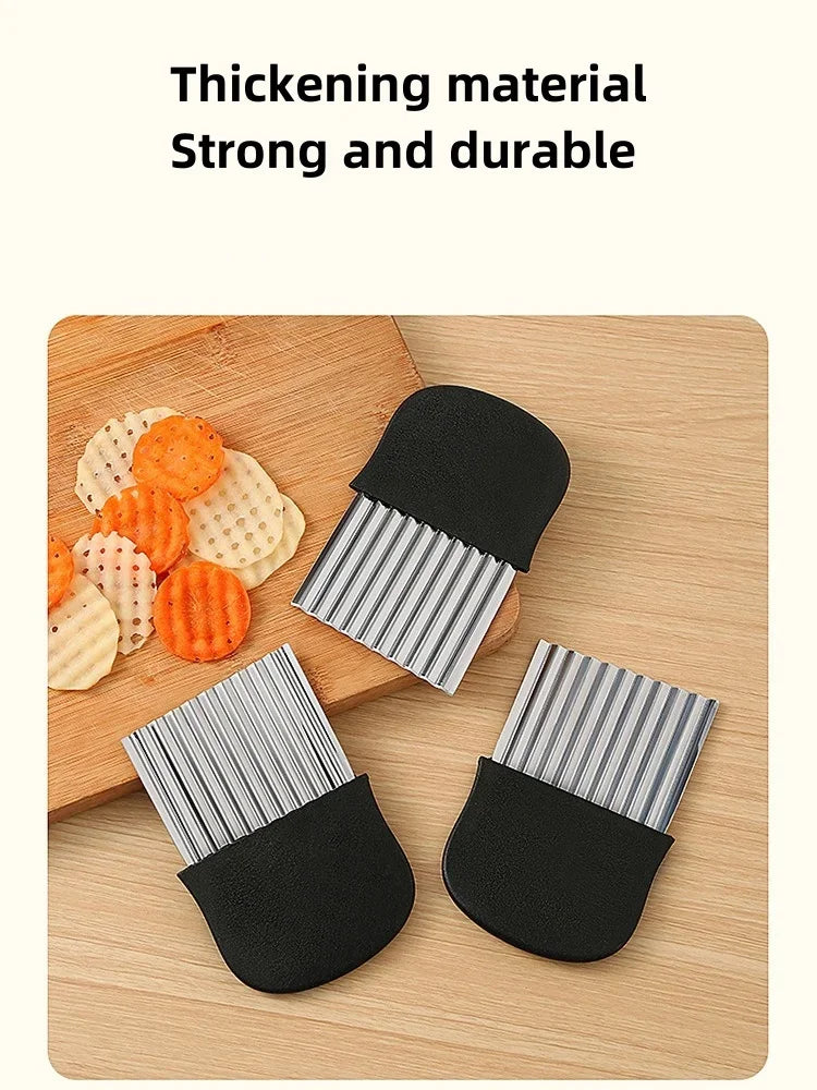 Vegetable Cutter Stainless Steel Potato Chip Slicer - Crinkle Cut Knife Tool - ZOOMNSTORE