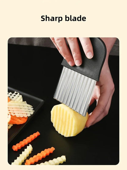 Vegetable Cutter Stainless Steel Potato Chip Slicer - Crinkle Cut Knife Tool - ZOOMNSTORE