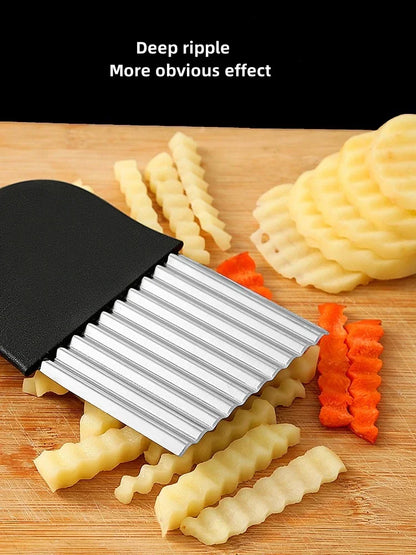 Vegetable Cutter Stainless Steel Potato Chip Slicer - Crinkle Cut Knife Tool - ZOOMNSTORE