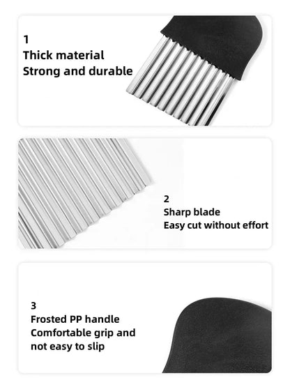 Vegetable Cutter Stainless Steel Potato Chip Slicer - Crinkle Cut Knife Tool - ZOOMNSTORE