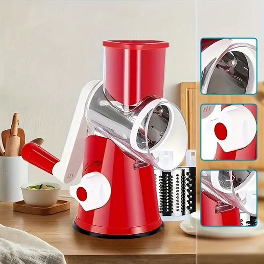 Vegetable Fruit Slicer - Efficient Stainless Steel Kitchen Cutter | Benchtop Drum Grater - ZOOMNSTORE