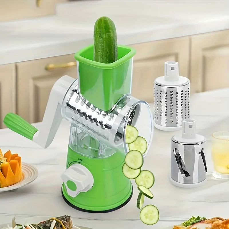Vegetable Fruit Slicer - Efficient Stainless Steel Kitchen Cutter | Benchtop Drum Grater - ZOOMNSTORE
