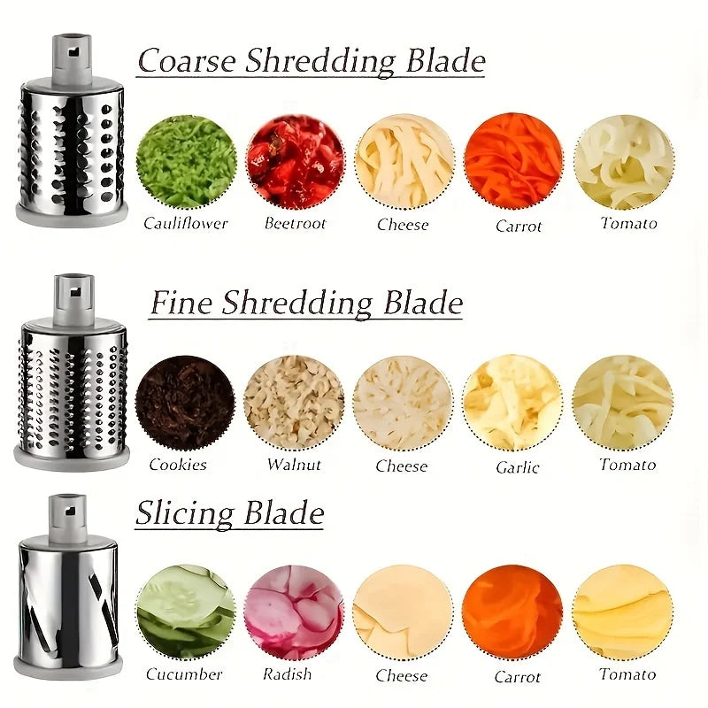Vegetable Fruit Slicer - Efficient Stainless Steel Kitchen Cutter | Benchtop Drum Grater - ZOOMNSTORE