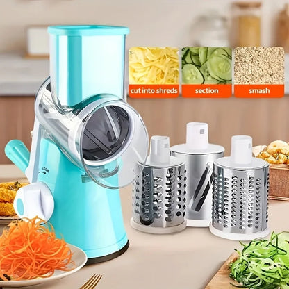 Vegetable Fruit Slicer - Efficient Stainless Steel Kitchen Cutter | Benchtop Drum Grater - ZOOMNSTORE