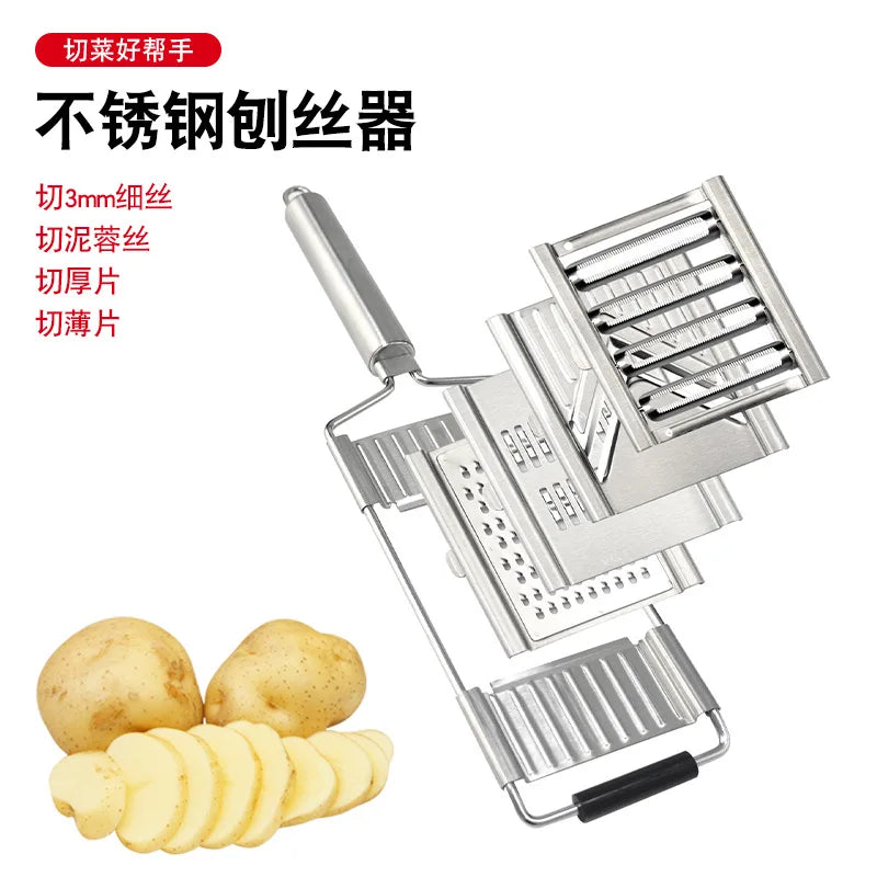 Vegetable Slicer - Stainless Steel Manual Multi Blade Cutter With Interchangeable Blades - ZOOMNSTORE
