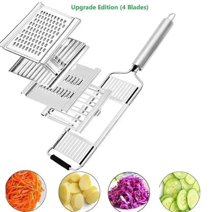 Vegetable Slicer - Stainless Steel Manual Multi Blade Cutter With Interchangeable Blades - ZOOMNSTORE