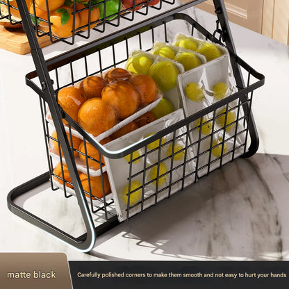 Black Multi-Layer Vegetable Storage Rack - Floor to Ceiling Fruit Basket - ZOOMNSTORE