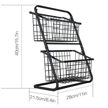 Black Multi-Layer Vegetable Storage Rack - Floor to Ceiling Fruit Basket - ZOOMNSTORE
