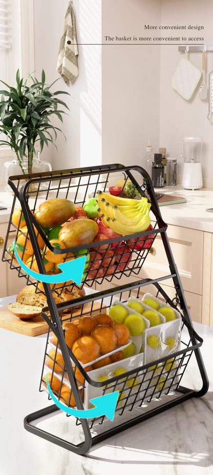 Black Multi-Layer Vegetable Storage Rack - Floor to Ceiling Fruit Basket - ZOOMNSTORE