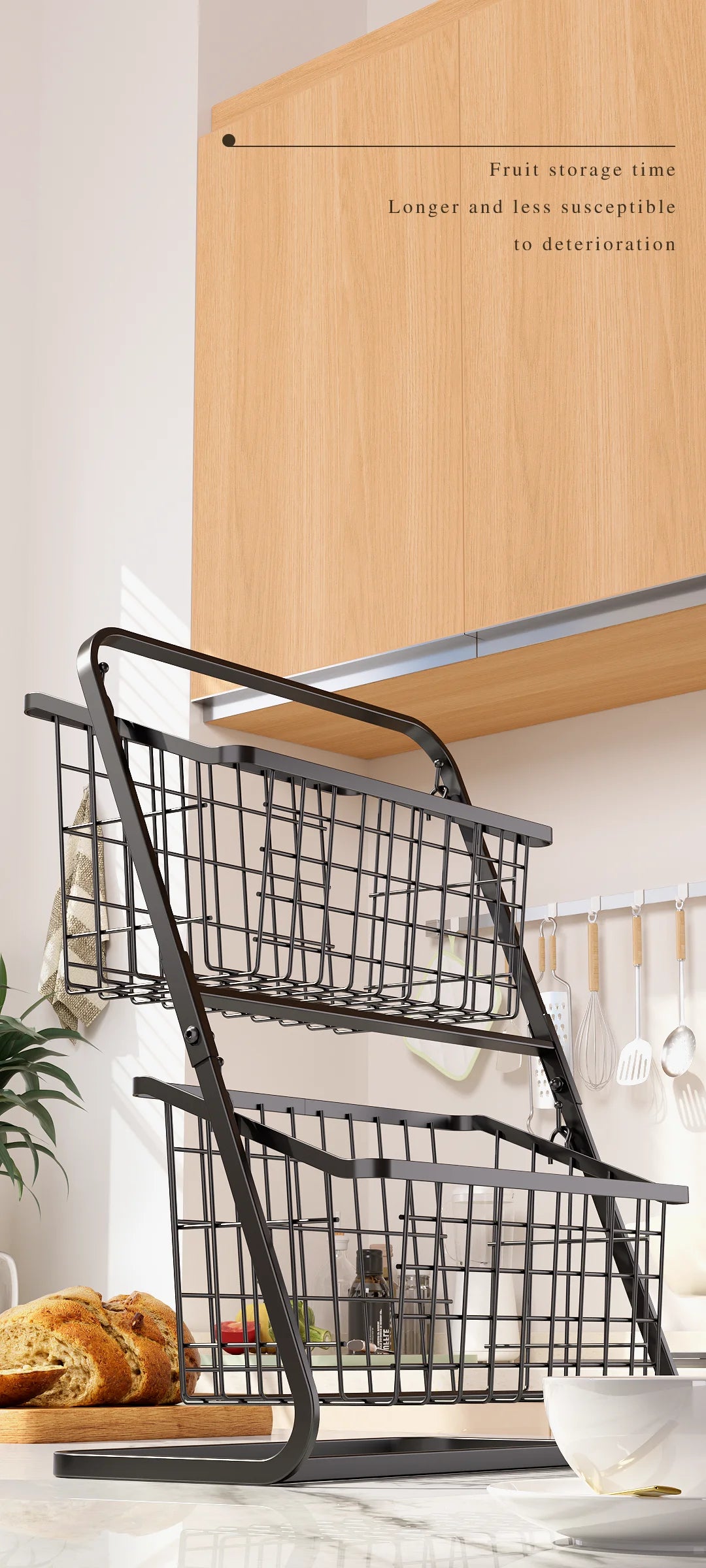 Black Multi-Layer Vegetable Storage Rack - Floor to Ceiling Fruit Basket - ZOOMNSTORE