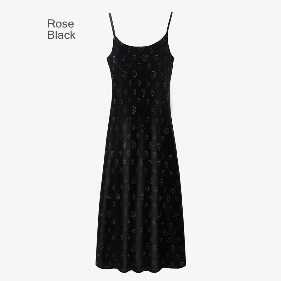 Velvet Womens Dress Set - Adjustable Strap Dress Basic Tops  Cardigan - ZOOMNSTORE