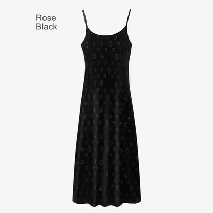 Velvet Womens Dress Set - Adjustable Strap Dress Basic Tops  Cardigan - ZOOMNSTORE