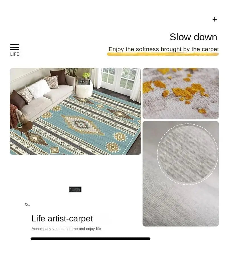 Velvet Carpet - Nordic Moroccan Style Crystal Velvet Rug | Dirt Resistant, Washable & Non Slip - ZOOMNSTORE