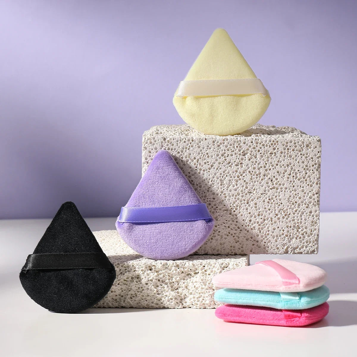 Velvet Powder Puff Triangle Makeup Sponge Set - Washable Cosmetic Puff Tool 10/20Pcs - ZOOMNSTORE