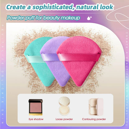 Velvet Powder Puff Triangle Makeup Sponge Set - Washable Cosmetic Puff Tool 10/20Pcs - ZOOMNSTORE
