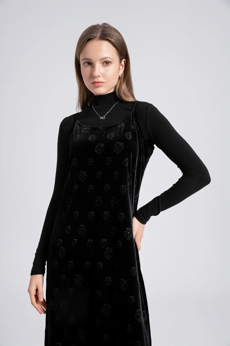 Velvet Womens Dress Set - Adjustable Strap Dress Basic Tops  Cardigan - ZOOMNSTORE