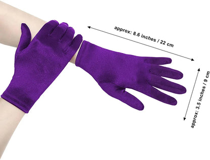 Short Opera Velvet Gloves for Women Flapper Stretchy Wrist Length Banquet Gloves Tea Party Halloween Costume Gloves - ZOOMNSTORE