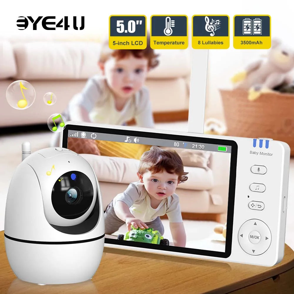 5 Inch Video Baby Monitor With Camera PTZ Zoom Babyphone Cam Security Protection Surveillance Cameras Temperature Sensor Lullaby - ZOOMNSTORE