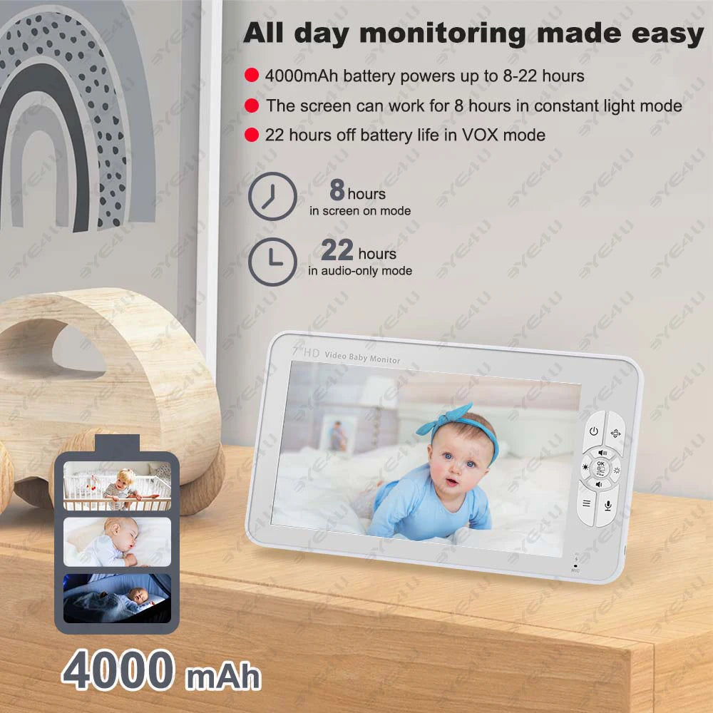 5 Inch Video Baby Monitor With Camera PTZ Zoom Babyphone Cam Security Protection Surveillance Cameras Temperature Sensor Lullaby - ZOOMNSTORE