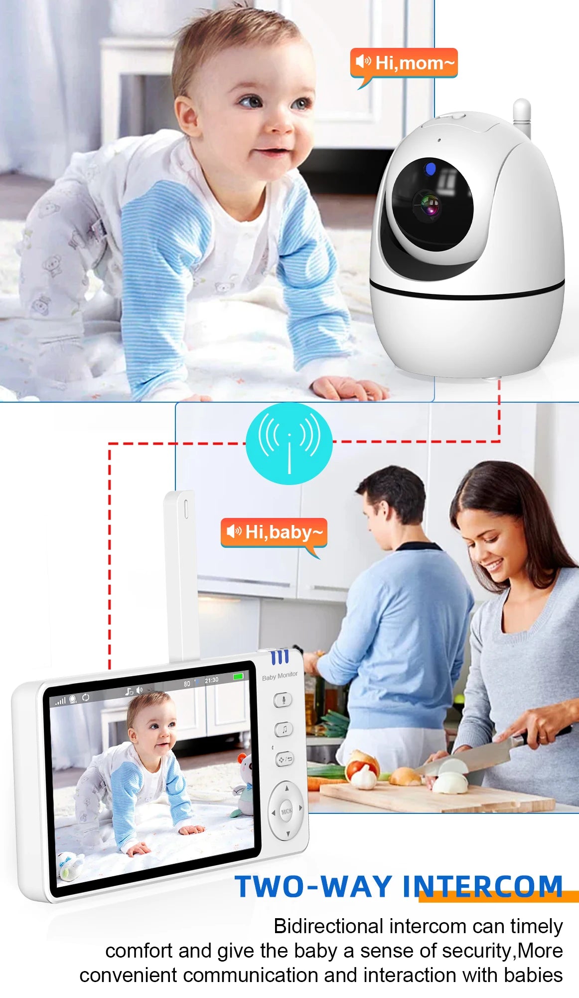 5 Inch Video Baby Monitor With Camera PTZ Zoom Babyphone Cam Security Protection Surveillance Cameras Temperature Sensor Lullaby - ZOOMNSTORE