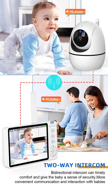 5 Inch Video Baby Monitor With Camera PTZ Zoom Babyphone Cam Security Protection Surveillance Cameras Temperature Sensor Lullaby - ZOOMNSTORE