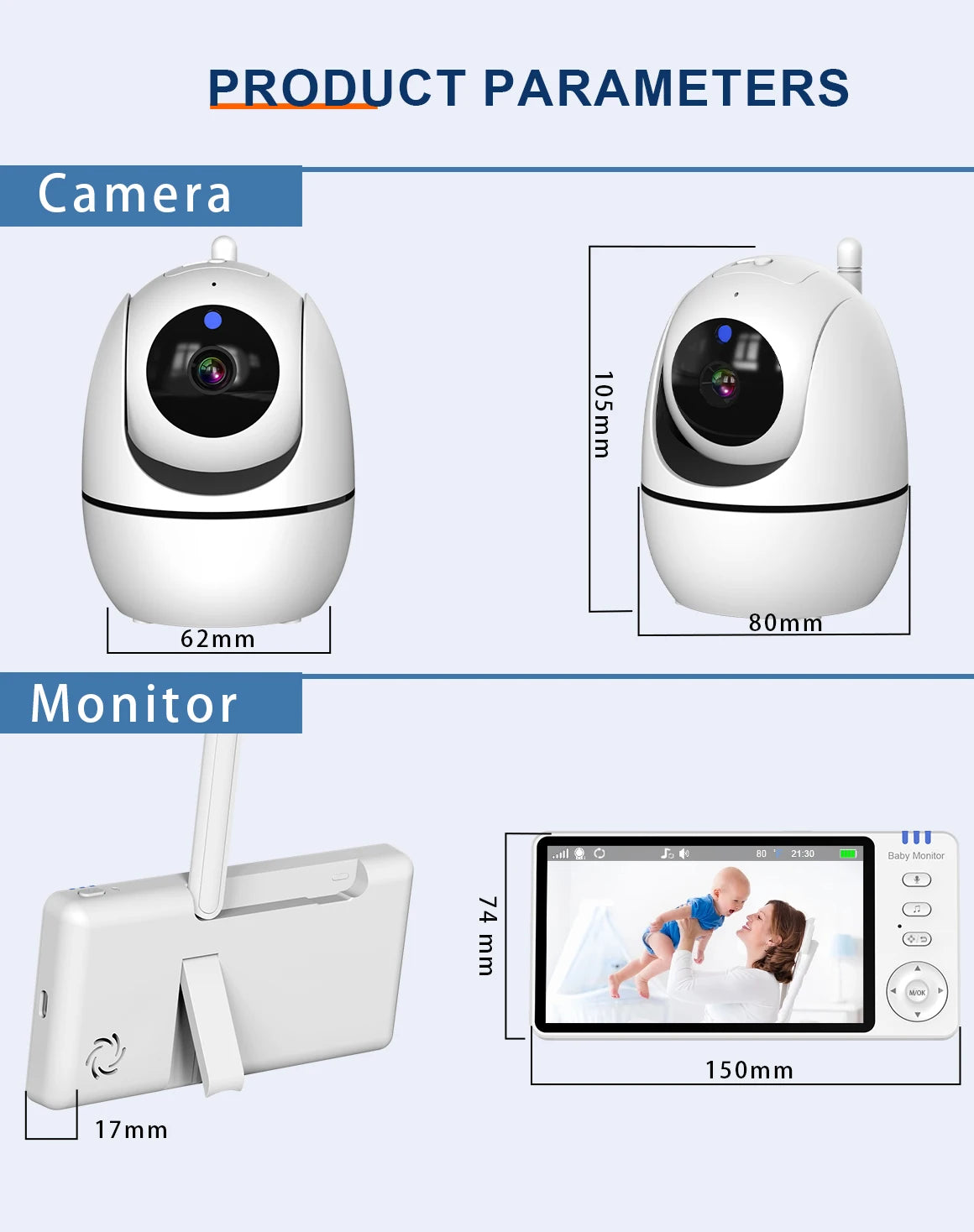 5 Inch Video Baby Monitor With Camera PTZ Zoom Babyphone Cam Security Protection Surveillance Cameras Temperature Sensor Lullaby - ZOOMNSTORE