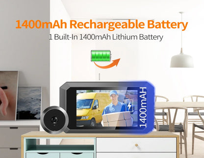 Video Peephole Doorbell - Wide-Angle Digital Door Viewer With Night Vision - ZOOMNSTORE