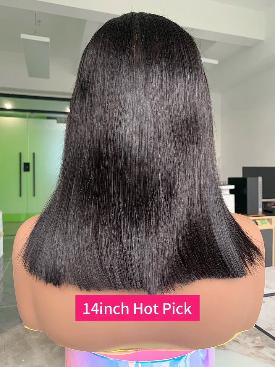 Vietnamese Human Hair Wig - 13x6 Lace Frontal Wig, 250% Density, Natural Black Bob - ZOOMNSTORE