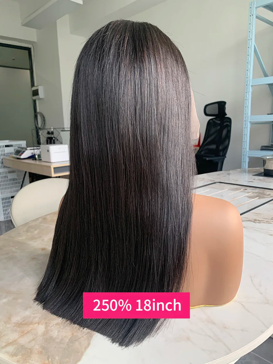 Vietnamese Human Hair Wig - 13x6 Lace Frontal Wig, 250% Density, Natural Black Bob - ZOOMNSTORE