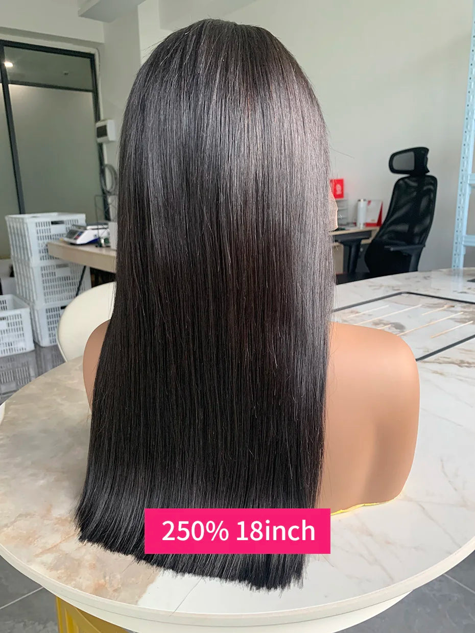 Vietnamese Human Hair Wig - 13x6 Lace Frontal Wig, 250% Density, Natural Black Bob - ZOOMNSTORE