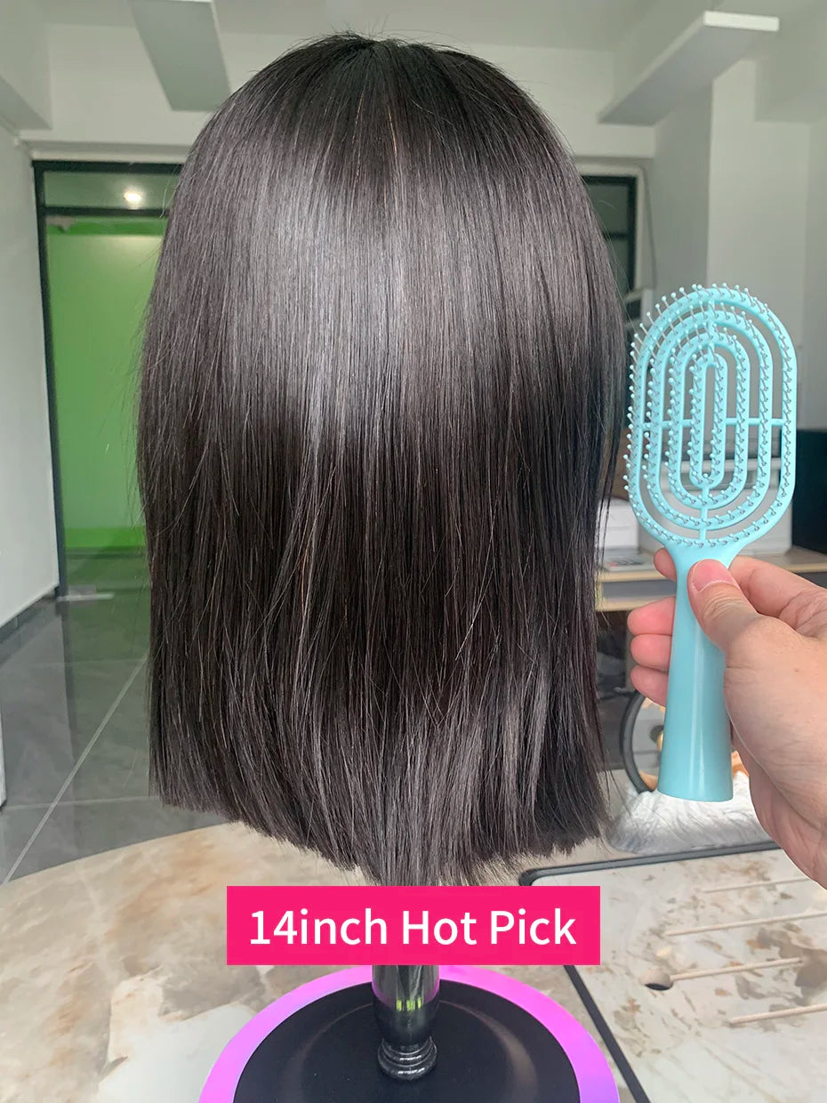 Vietnamese Human Hair Wig - 13x6 Lace Frontal Wig, 250% Density, Natural Black Bob - ZOOMNSTORE