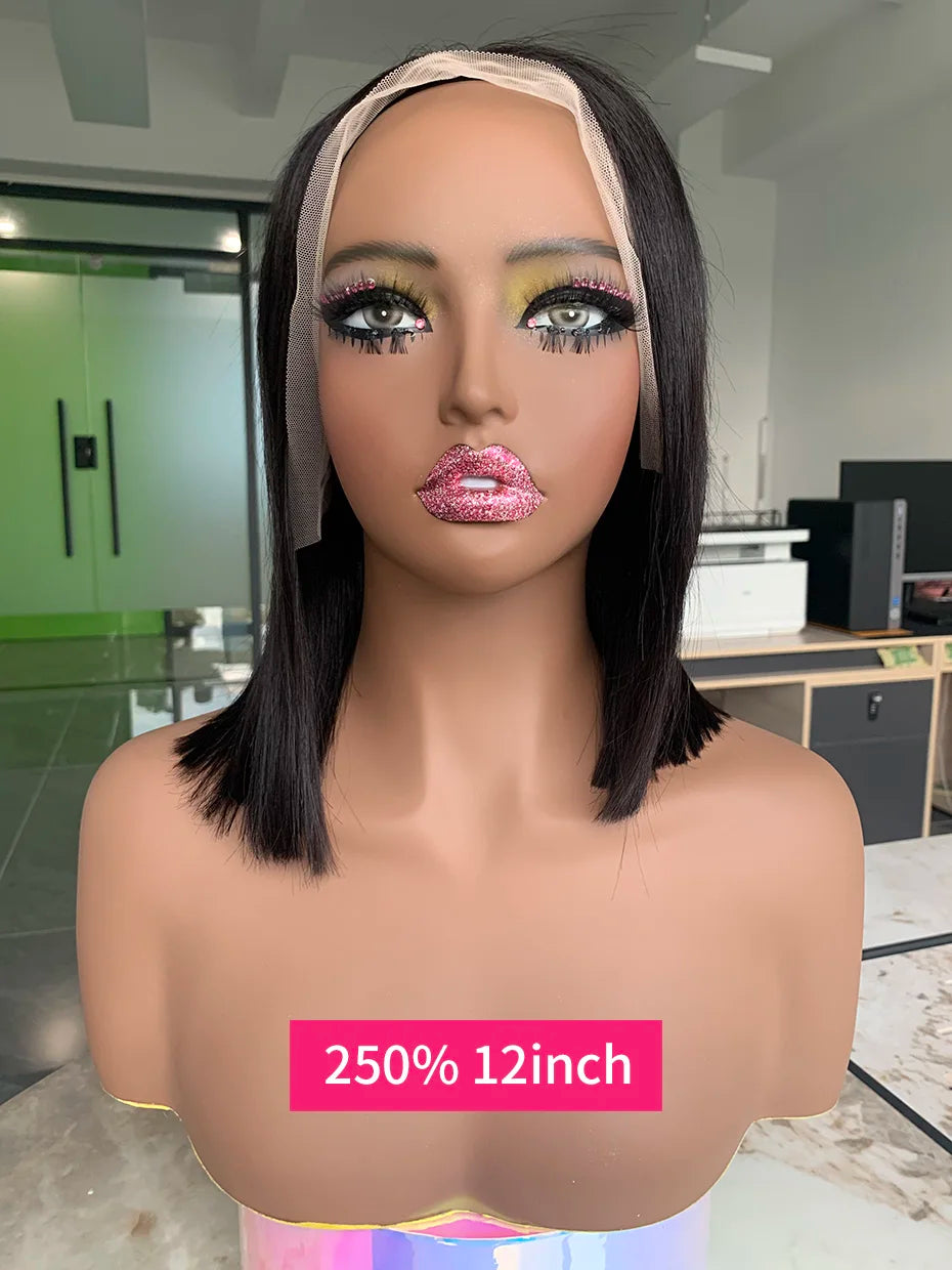 Vietnamese Human Hair Wig - 13x6 Lace Frontal Wig, 250% Density, Natural Black Bob - ZOOMNSTORE