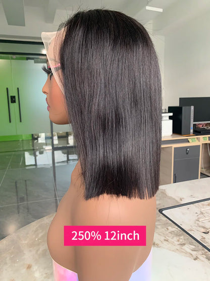 Vietnamese Human Hair Wig - 13x6 Lace Frontal Wig, 250% Density, Natural Black Bob - ZOOMNSTORE