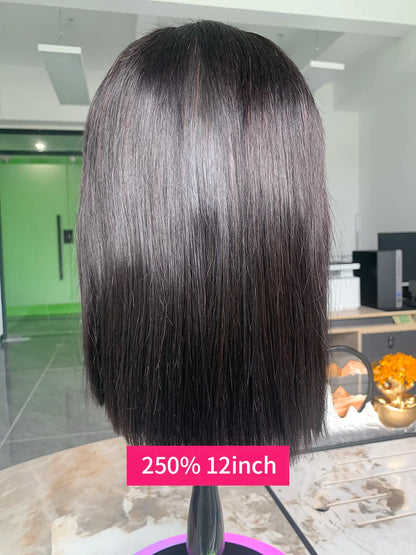 Vietnamese Human Hair Wig - 13x6 Lace Frontal Wig, 250% Density, Natural Black Bob - ZOOMNSTORE