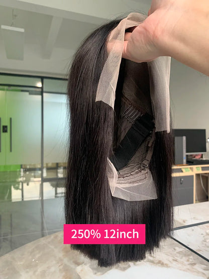 Vietnamese Human Hair Wig - 13x6 Lace Frontal Wig, 250% Density, Natural Black Bob - ZOOMNSTORE