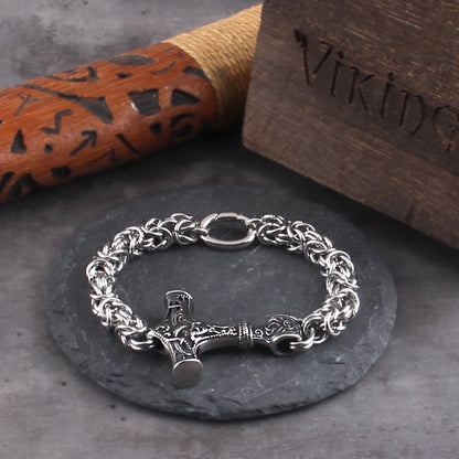 Viking Thors Hammer Bracelet - Handmade Nordic Runes Amulet Jewelry - ZOOMNSTORE