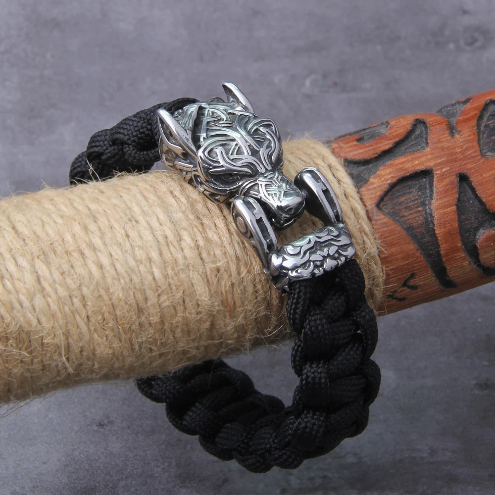 Viking Wolf Bracelet - Handmade Mens Punk Biker Jewelry - ZOOMNSTORE