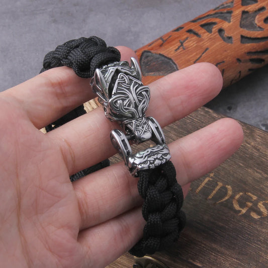 Viking Wolf Bracelet - Handmade Mens Punk Biker Jewelry - ZOOMNSTORE