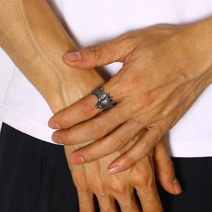 Vintage Halloween Black Bat Finger Rings Fashion Punk Adjustable Bat Ring For Women Men Bat Open Ring Party Cosplay Jewelry Gift - ZOOMNSTORE