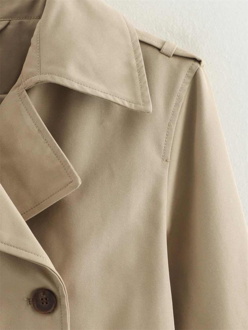Vintage Cropped Trench Jacket – Women's Spring Jacket With Double Breasted Closure - ZOOMNSTORE