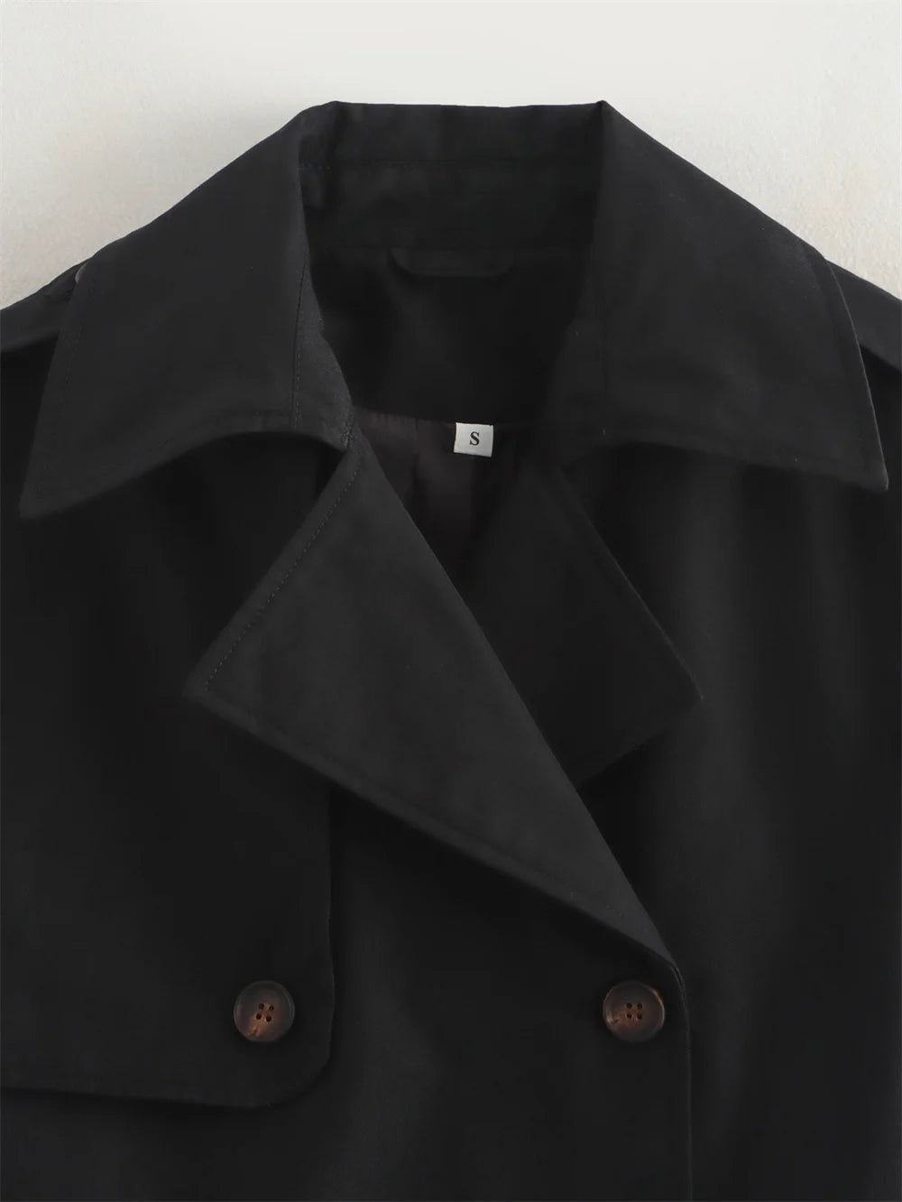 Vintage Cropped Trench Jacket – Women's Spring Jacket With Double Breasted Closure - ZOOMNSTORE