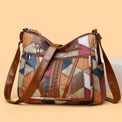 Vintage Crossbody Bag - Women's Soft Leather Multi-Pocket Shoulder Bag - ZOOMNSTORE