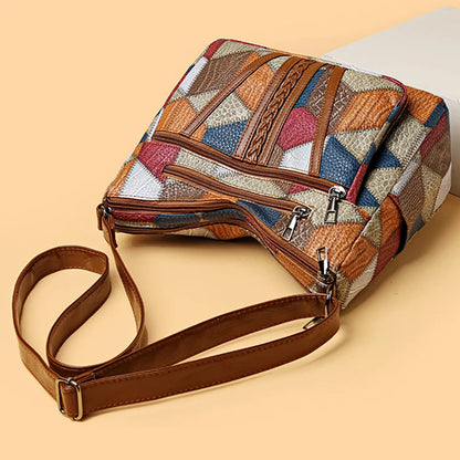 Vintage Crossbody Bag - Women's Soft Leather Multi-Pocket Shoulder Bag - ZOOMNSTORE