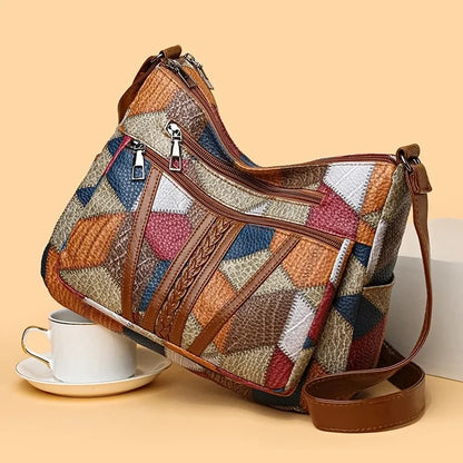 Vintage Crossbody Bag - Women's Soft Leather Multi-Pocket Shoulder Bag - ZOOMNSTORE