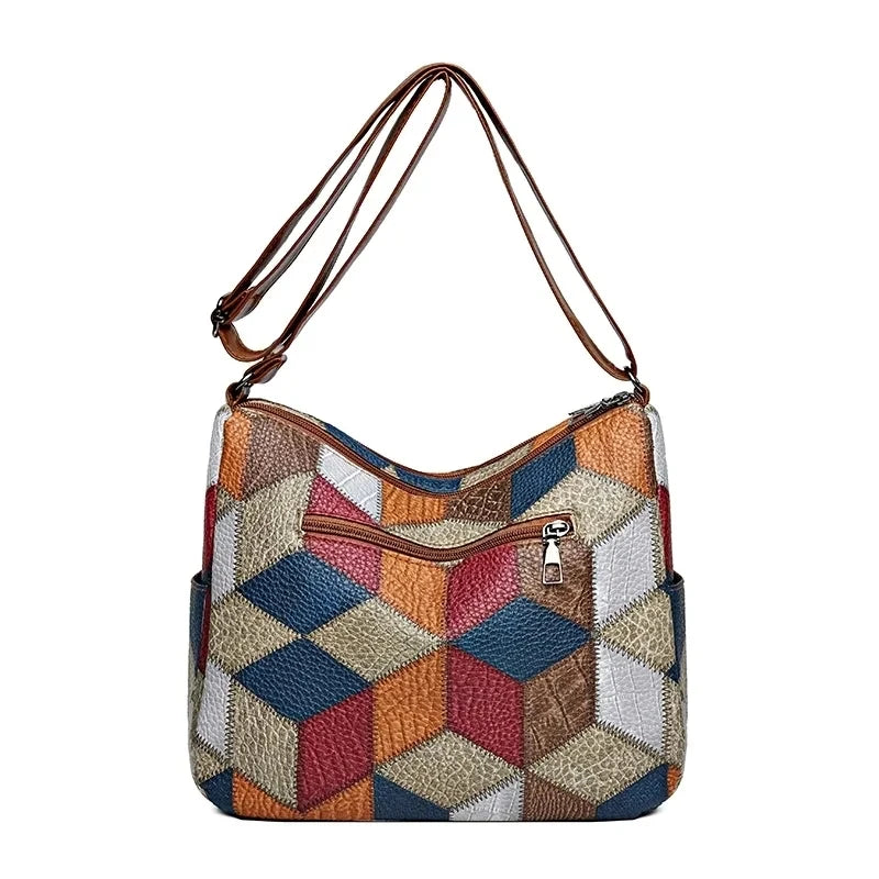 Vintage Crossbody Bag - Women's Soft Leather Multi-Pocket Shoulder Bag - ZOOMNSTORE