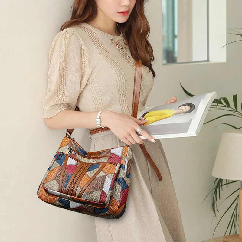 Vintage Crossbody Bag - Women's Soft Leather Multi-Pocket Shoulder Bag - ZOOMNSTORE