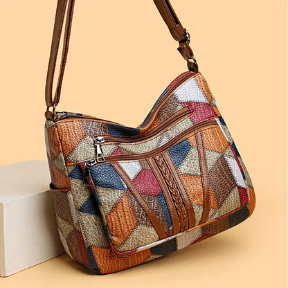 Vintage Crossbody Bag - Women's Soft Leather Multi-Pocket Shoulder Bag - ZOOMNSTORE