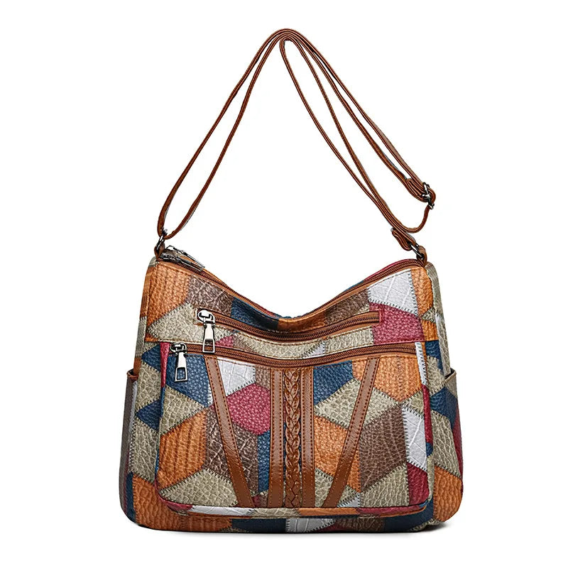 Vintage Crossbody Bag - Women's Soft Leather Multi-Pocket Shoulder Bag - ZOOMNSTORE