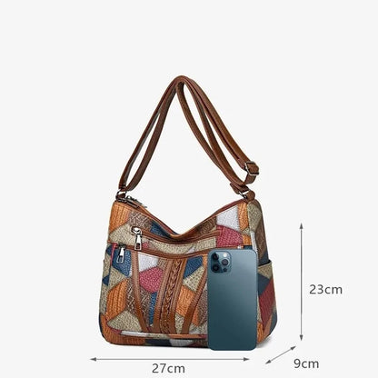 Vintage Crossbody Bag - Women's Soft Leather Multi-Pocket Shoulder Bag - ZOOMNSTORE